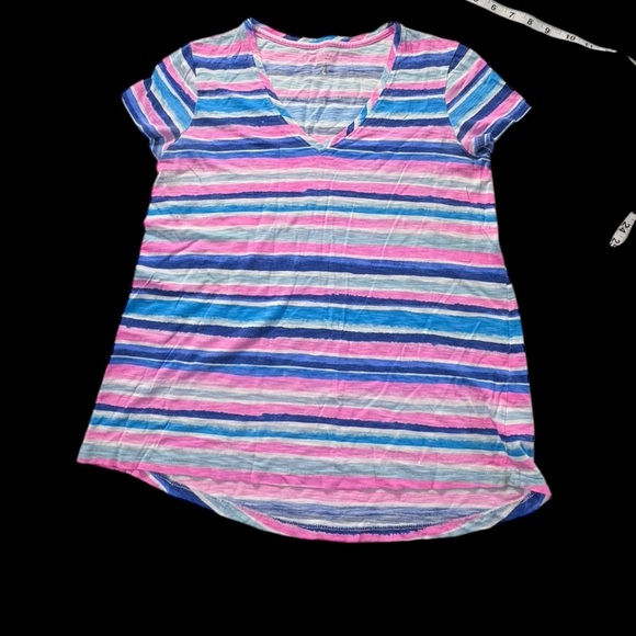 Lilly Pulitzer V-Neck Striped Tee Shirt Sz. XS WT1 - Picture 1 of 6